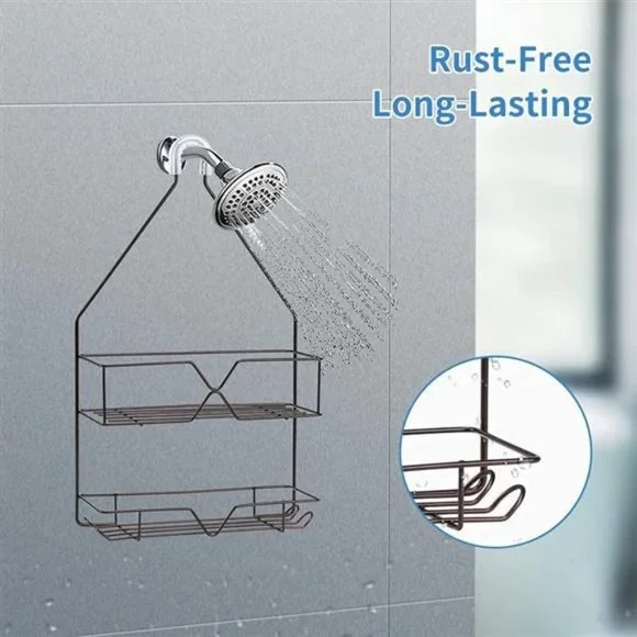Shower Caddy Hanging over Shower Head Small Rust Roof Shower Organizer with 4 Ho
